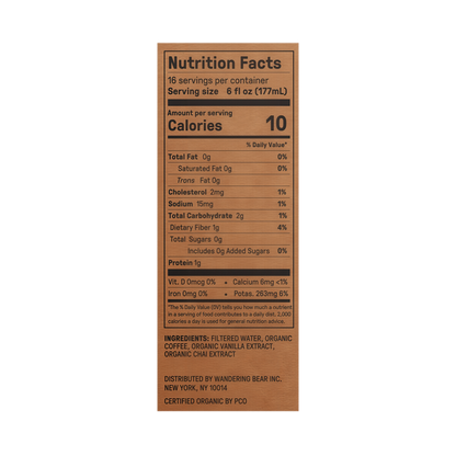 Wandering Bear Straight Black Organic Cold Brew Coffee On Tap 96 oz