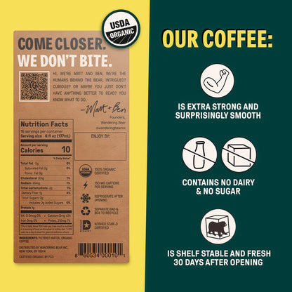 Wandering Bear Straight Black Organic Cold Brew Coffee On Tap 96 oz